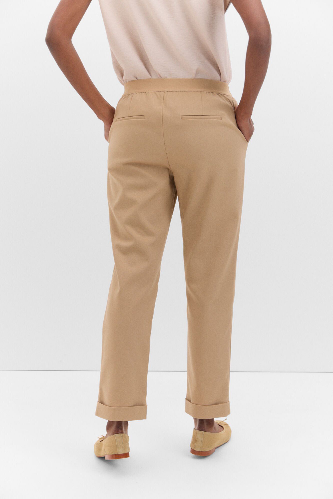 Cortefiel Pantal&oacute;n recto con goma en la espalda Beige