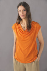 Cortefiel Top drapeado de punto Naranja