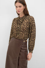 Cortefiel Blusa estampado leopardo Multicolor