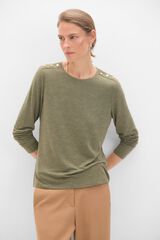 Cortefiel Camiseta manga larga con botones Kaki