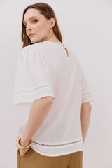 Cortefiel Blusa rom&aacute;ntica con entred&oacute;s Blanco