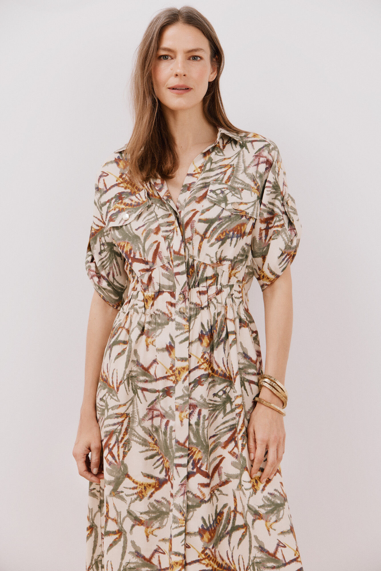 Cortefiel Vestido estampado midi