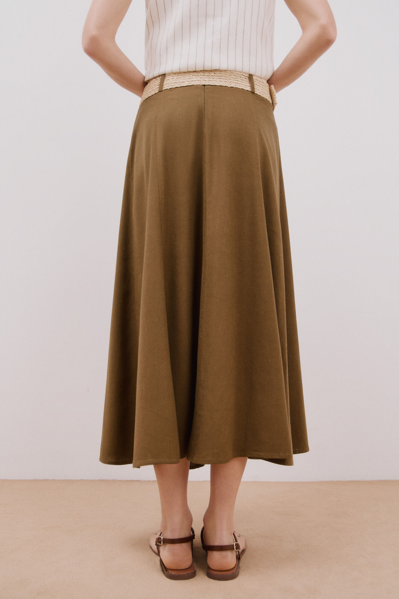 Cortefiel Falda midi capa Kaki