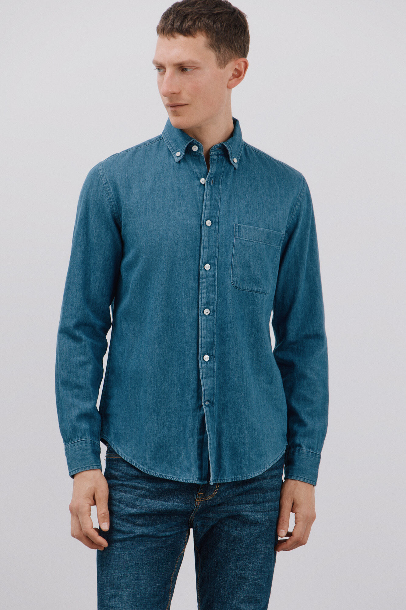 Cortefiel Camisa denim   Azul marino