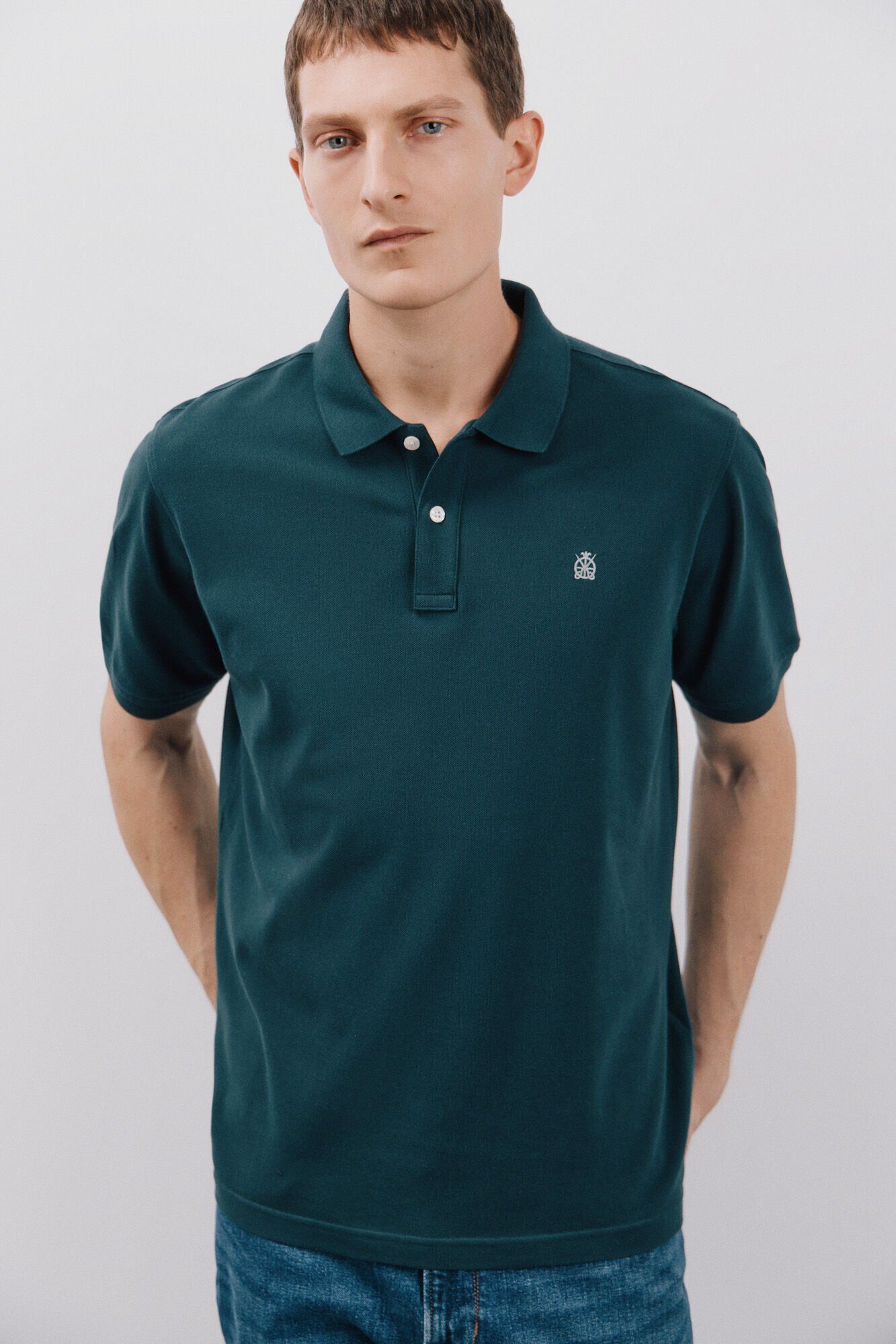 Cortefiel Polo b&aacute;sico piqu&eacute; Azul