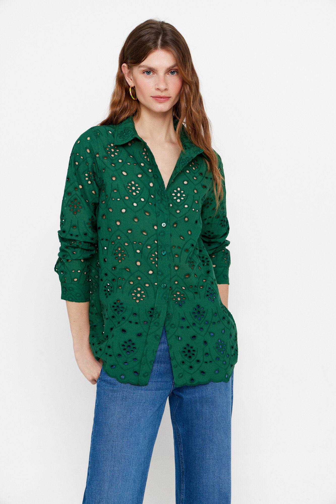 Cortefiel Camisa algod&oacute;n bordado