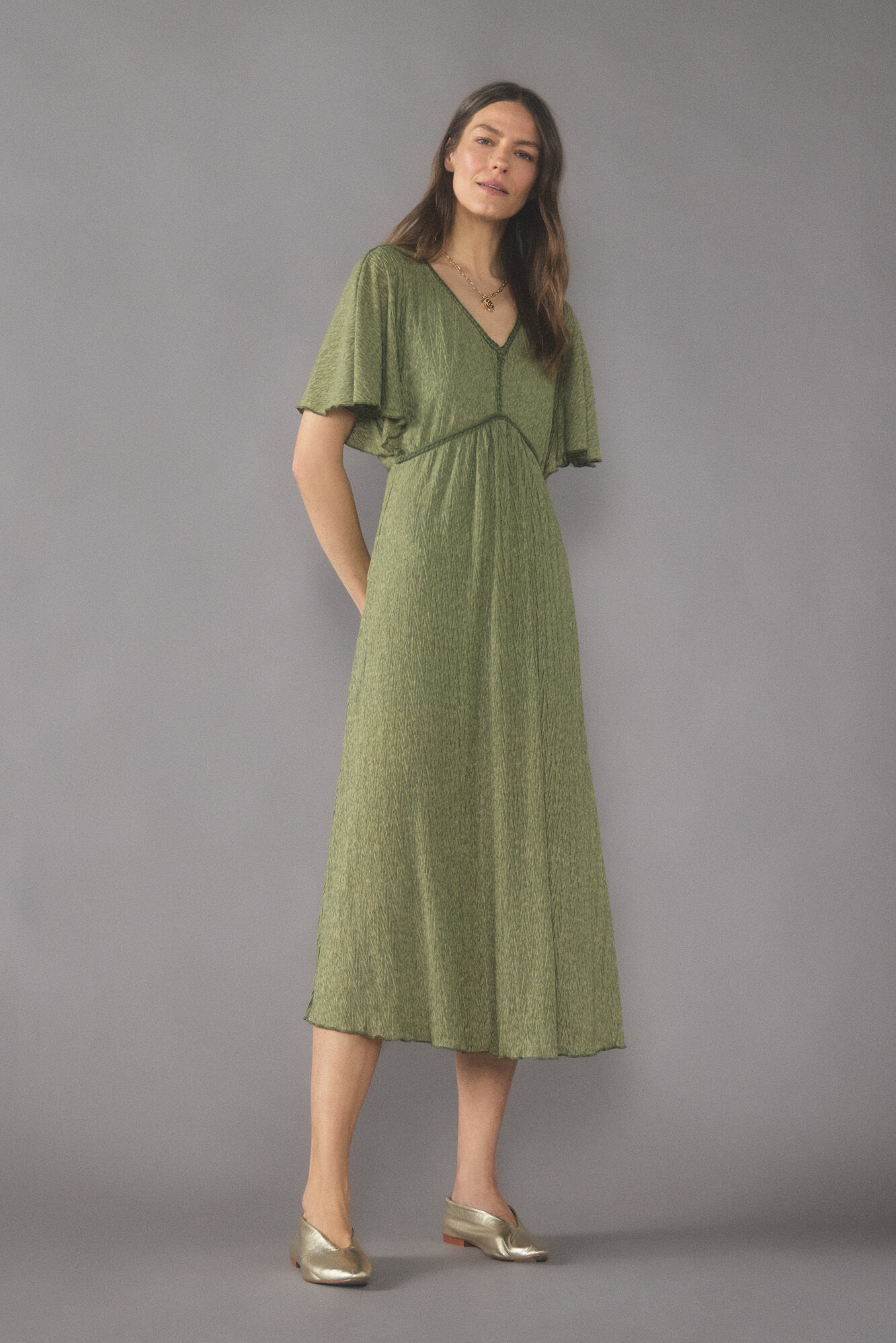Cortefiel Vestido tejido plisado