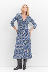 Cortefiel Vestido fruncido estampado Estampado azul