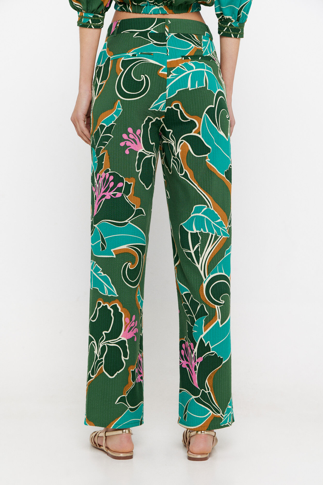Cortefiel Pantal&oacute;n estampado tropical Estampado verde