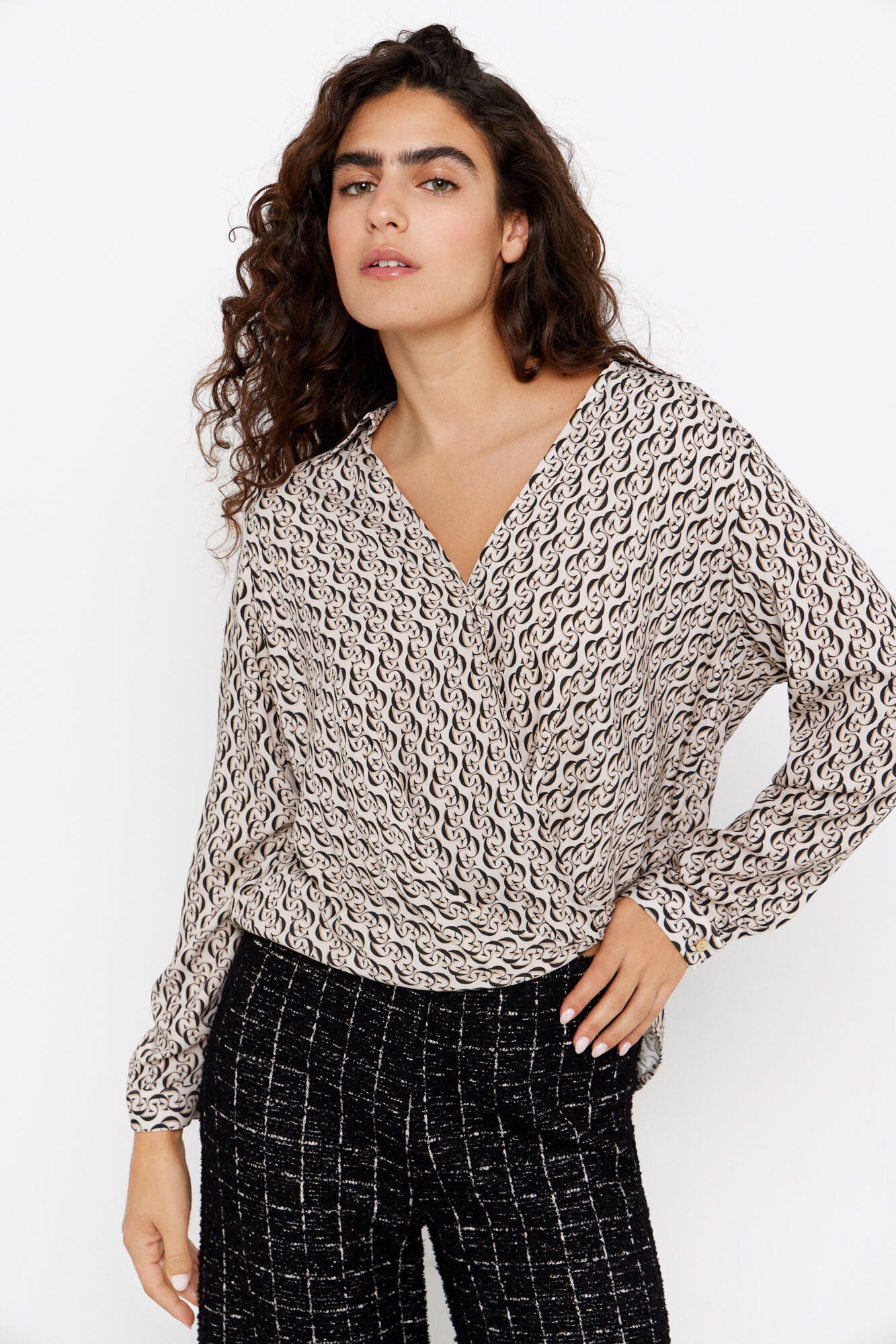Cortefiel Blusa manga larga estampada