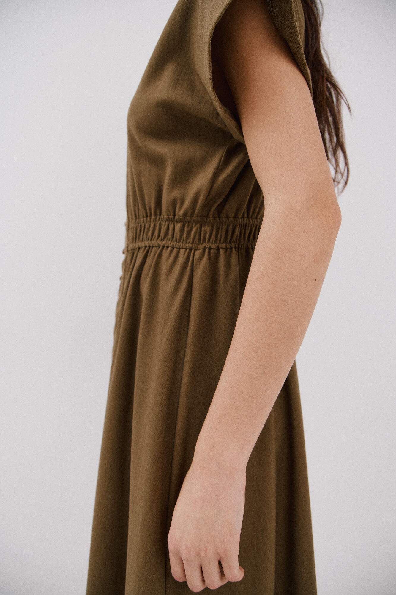 Cortefiel Vestido camisero midi Kaki