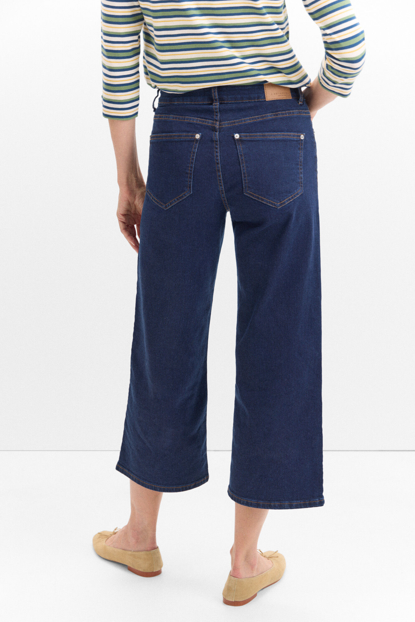 Cortefiel Jeans Palazzo Crop Azul