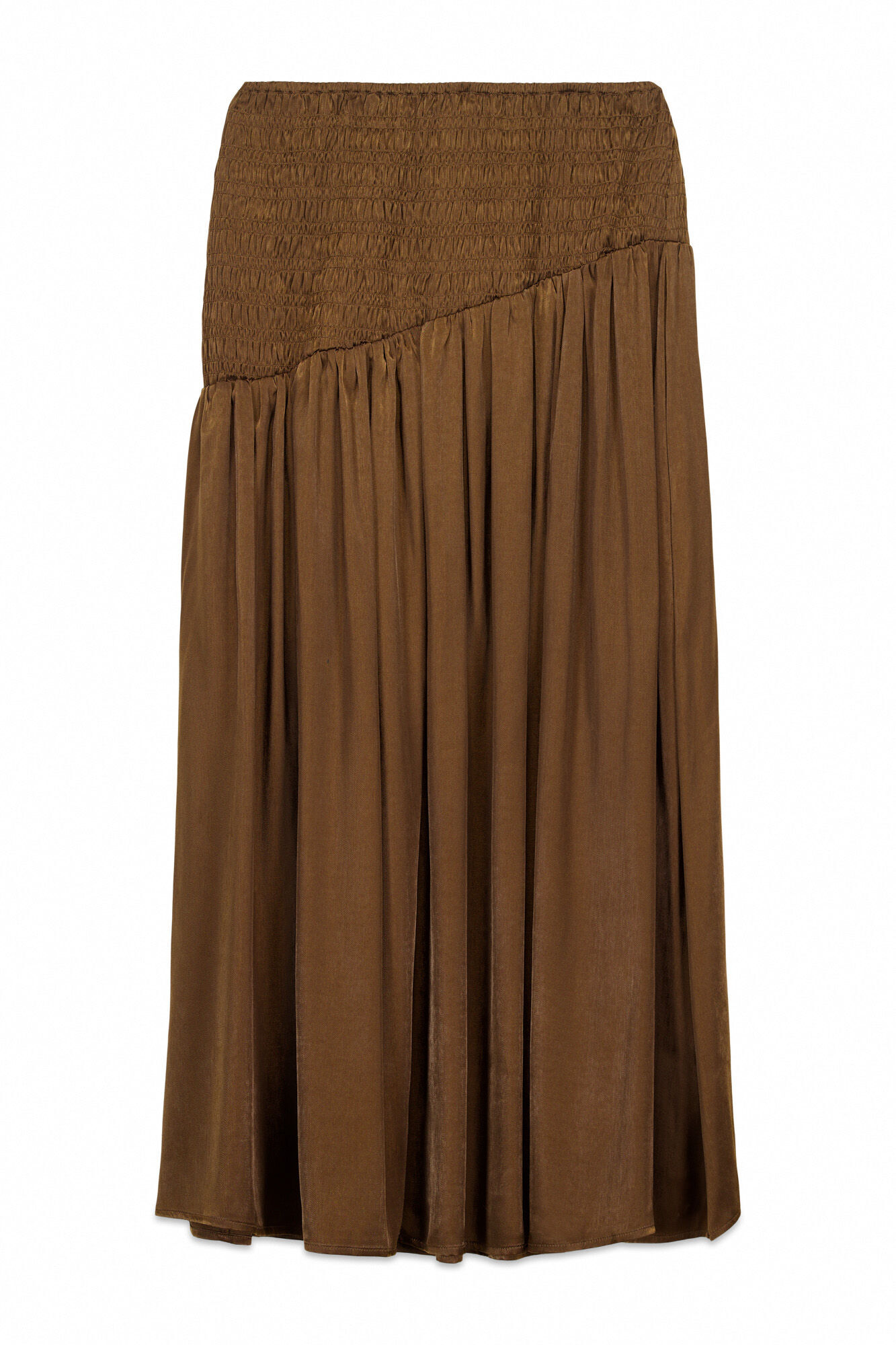 Slowlove Falda midi satinada Marr&oacute;n oscuro