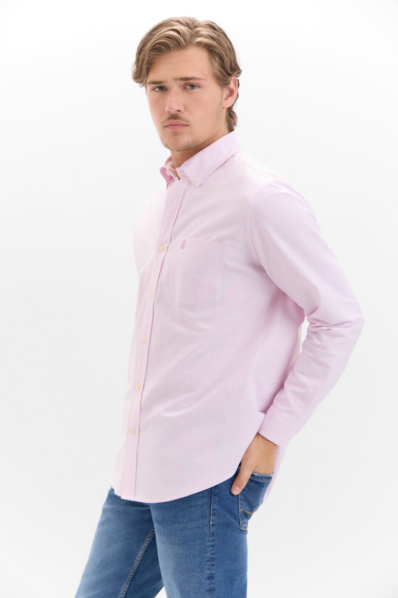 Cortefiel Camisa oxford rayas Fucsia