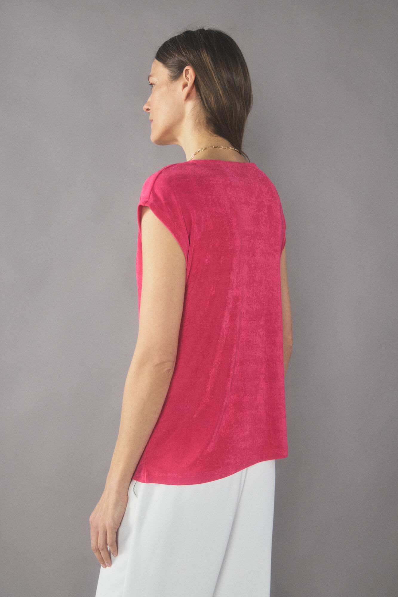 Cortefiel Top drapeado de punto Fucsia