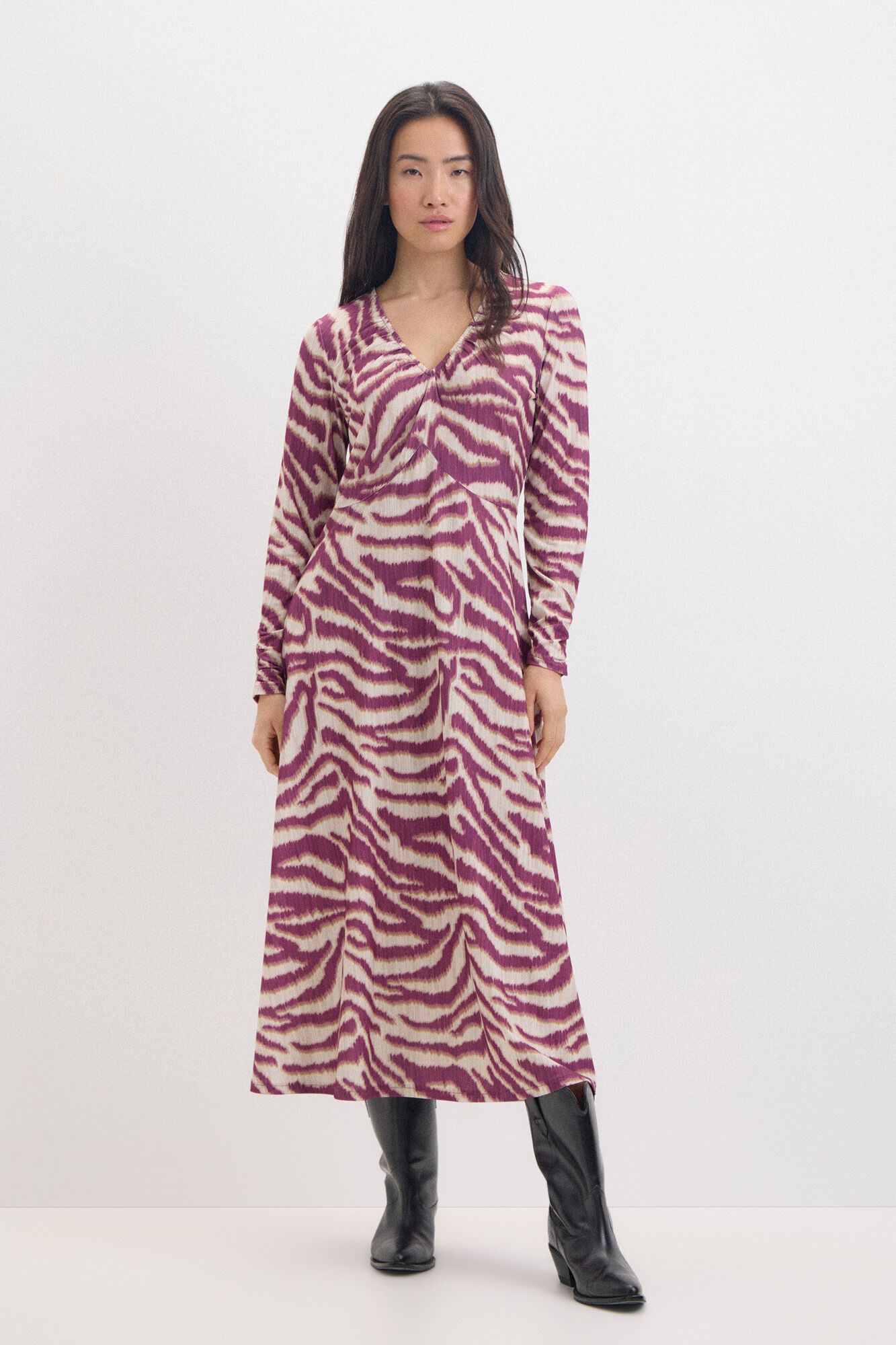 Cortefiel Vestido estampado manga murci&eacute;lago