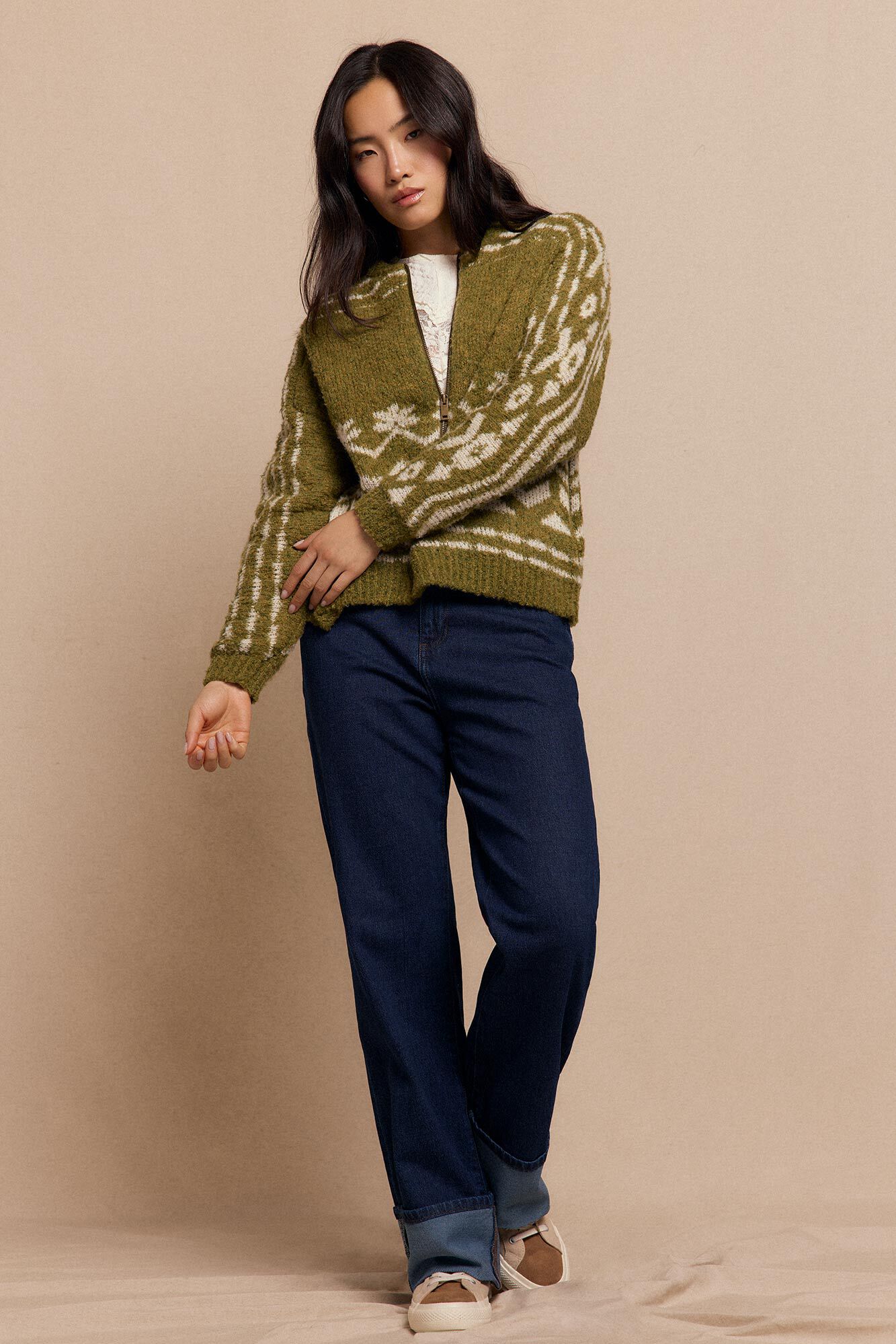 Slowlove Bomber de punto jacquard Verde