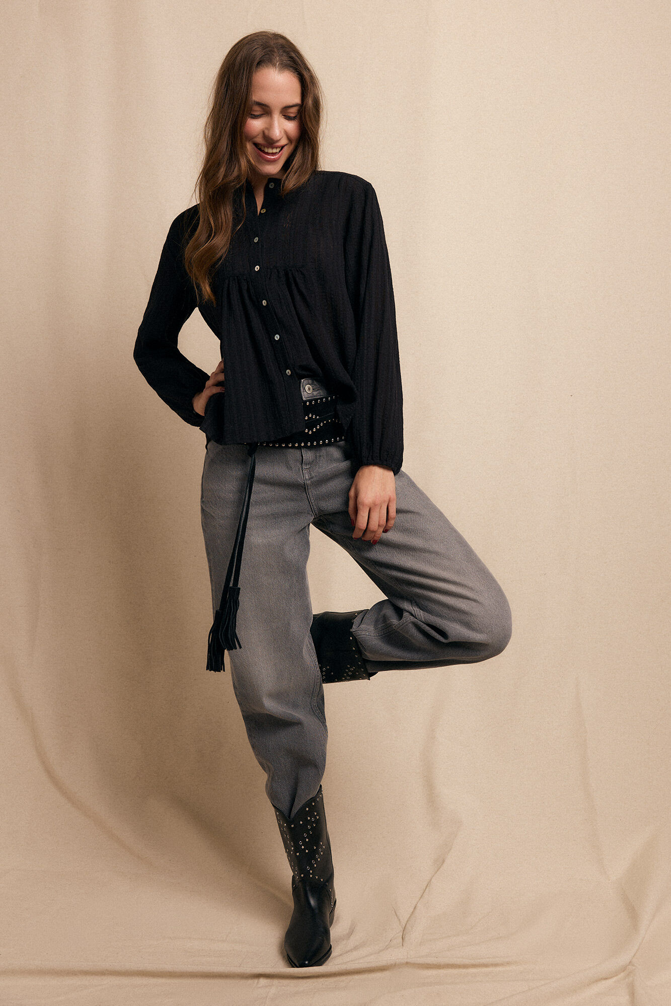 Slowlove Blusa de encaje Negro