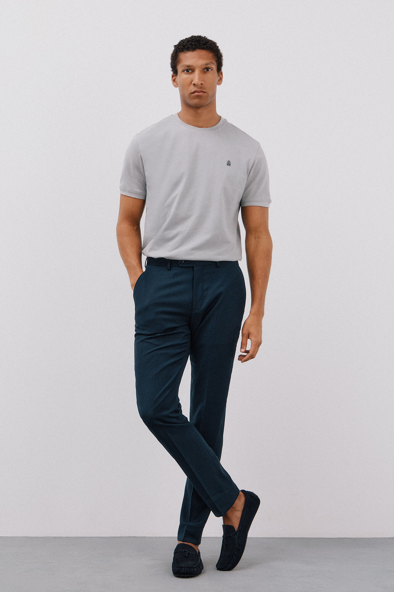 Cortefiel Playera b&aacute;sica piqu&eacute; Gris