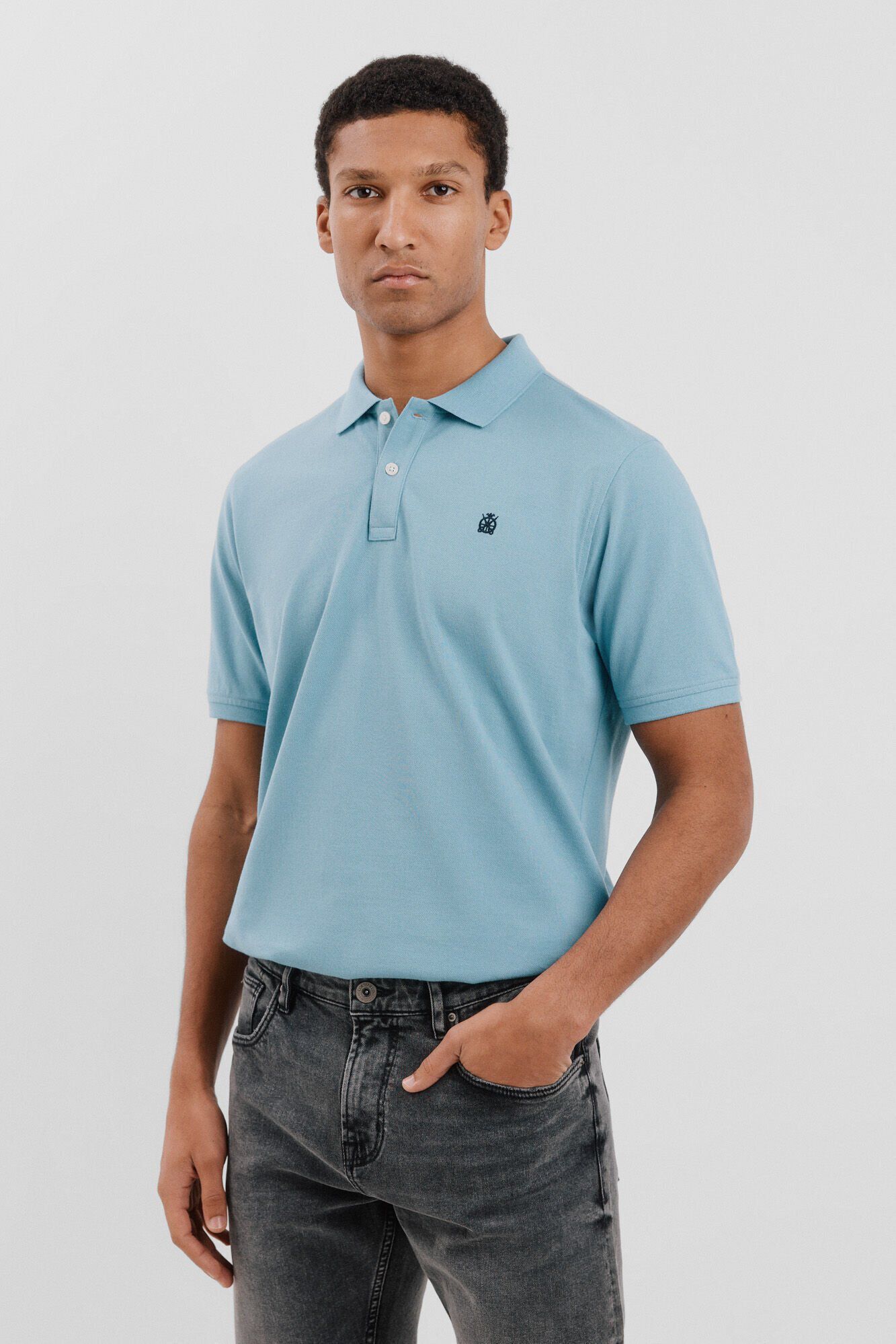 Cortefiel Polo b&aacute;sico piqu&eacute; Azul