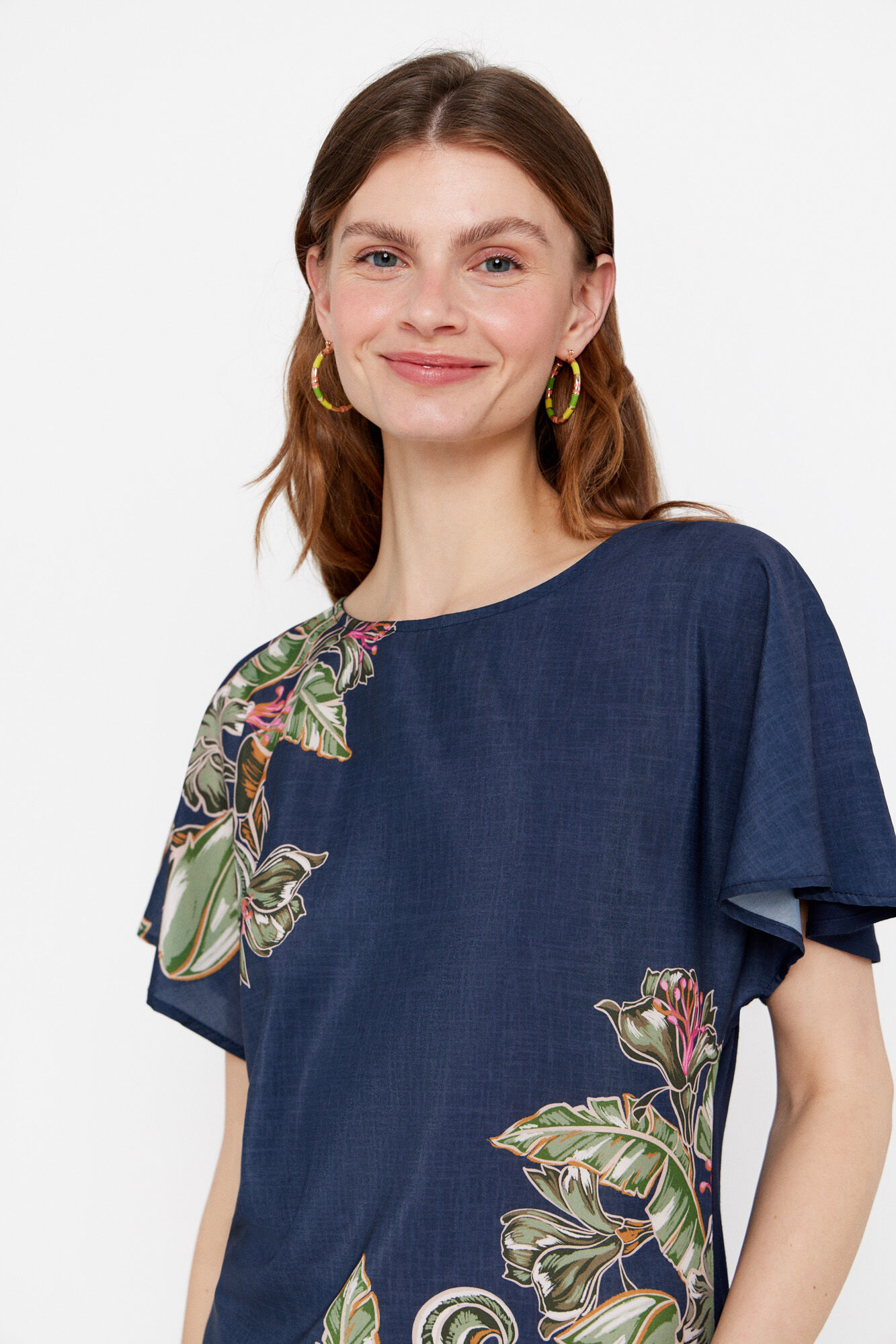 Cortefiel Top combinado estampado Azul marino