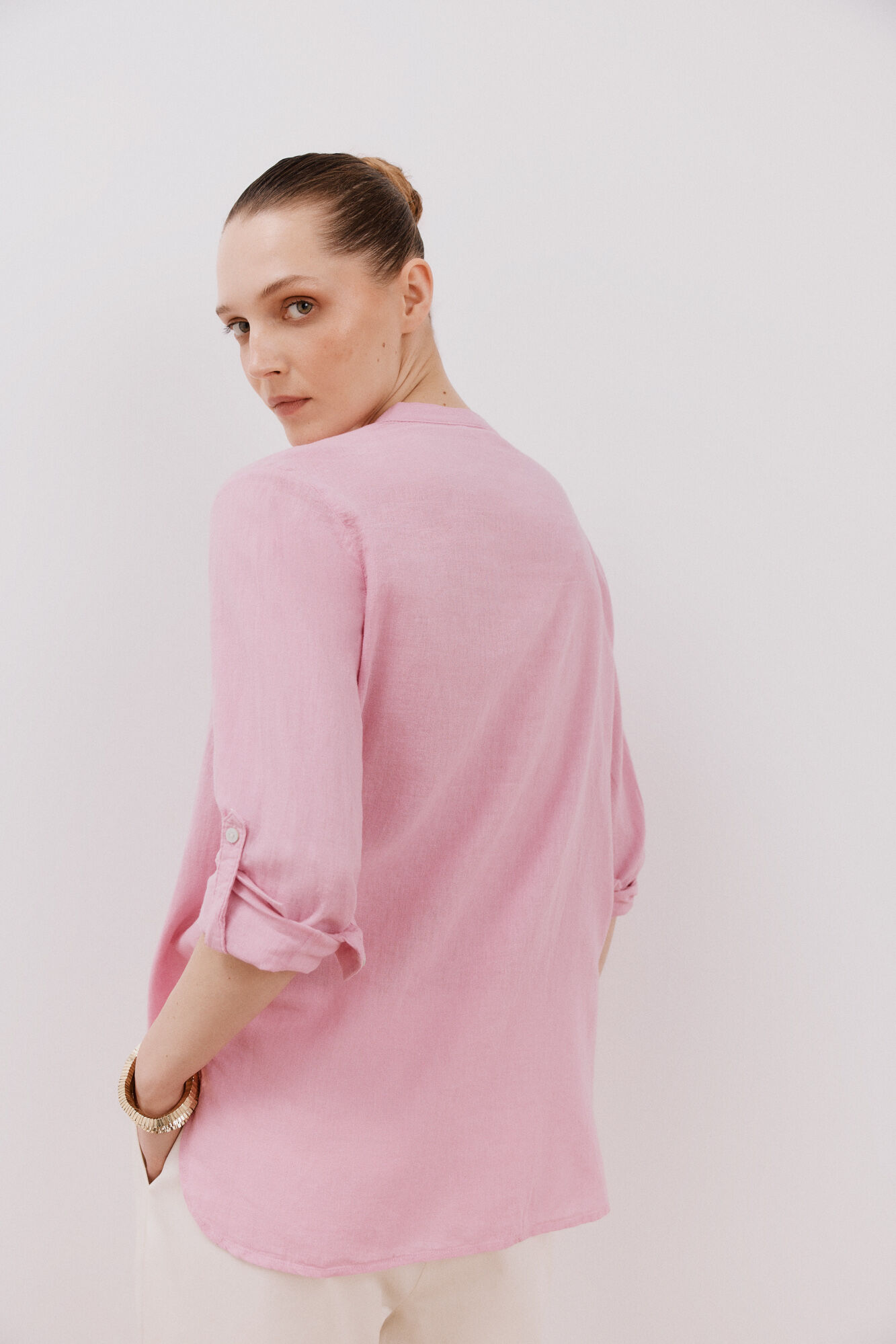 Cortefiel Camisa confeccionada con lino Lila