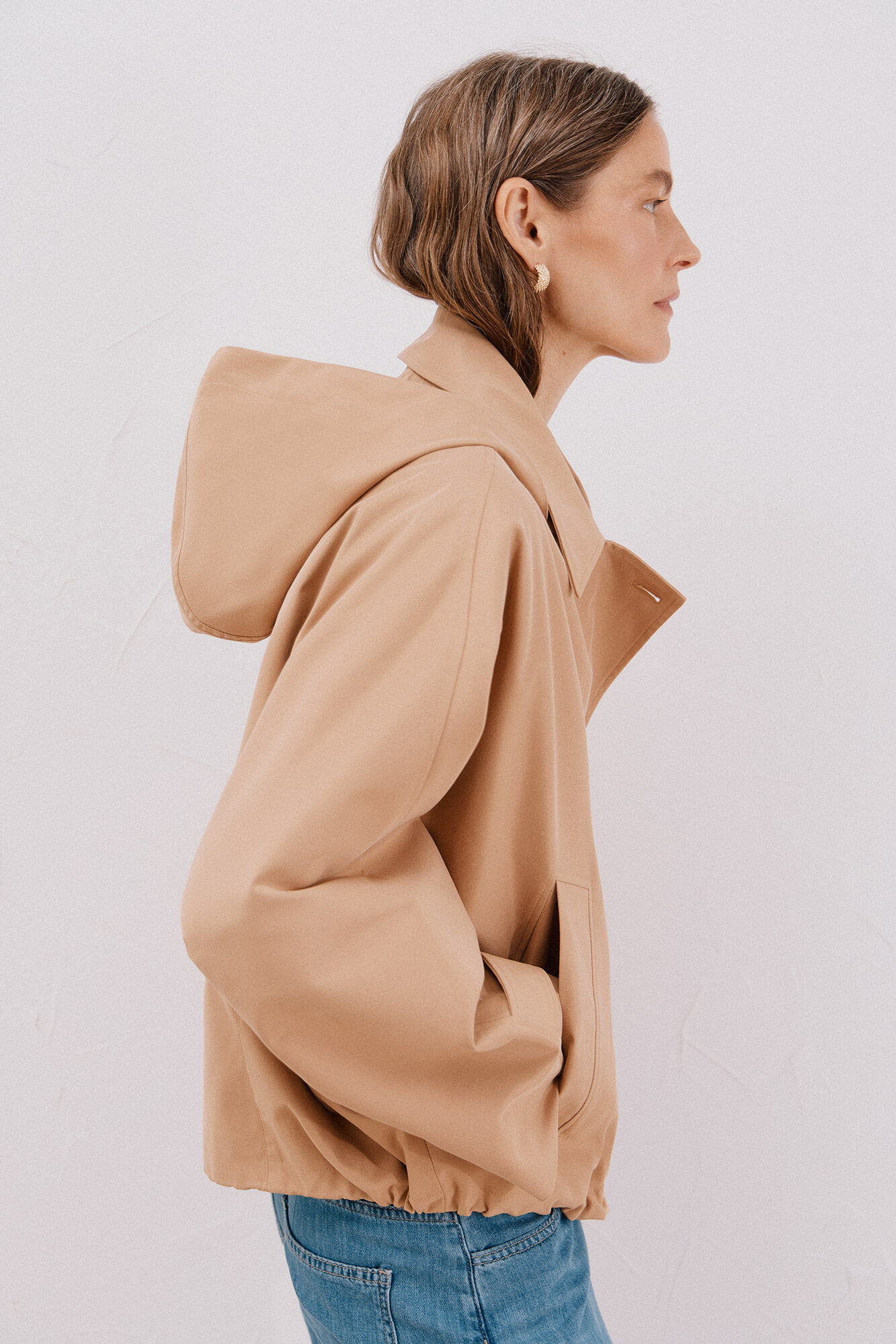 Cortefiel Gabardina corta Beige