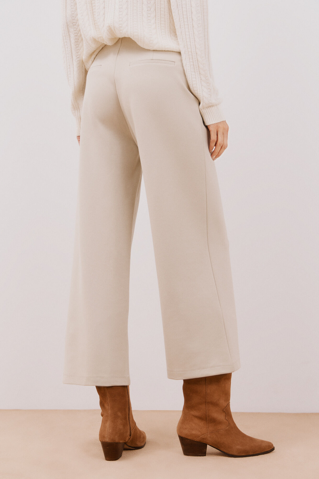 Cortefiel Pantal&oacute;n palazzo de punto Beige
