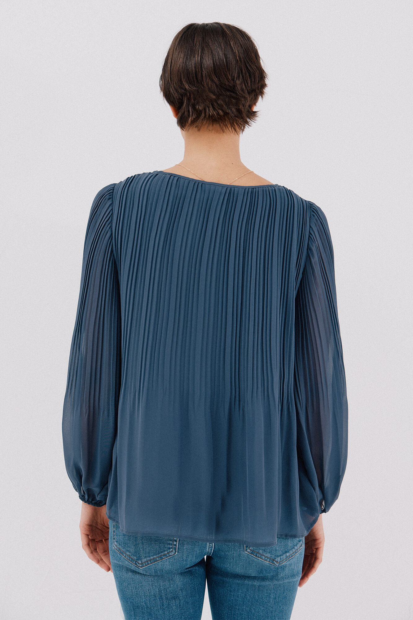 Cortefiel Blusa plisada Azul oscuro