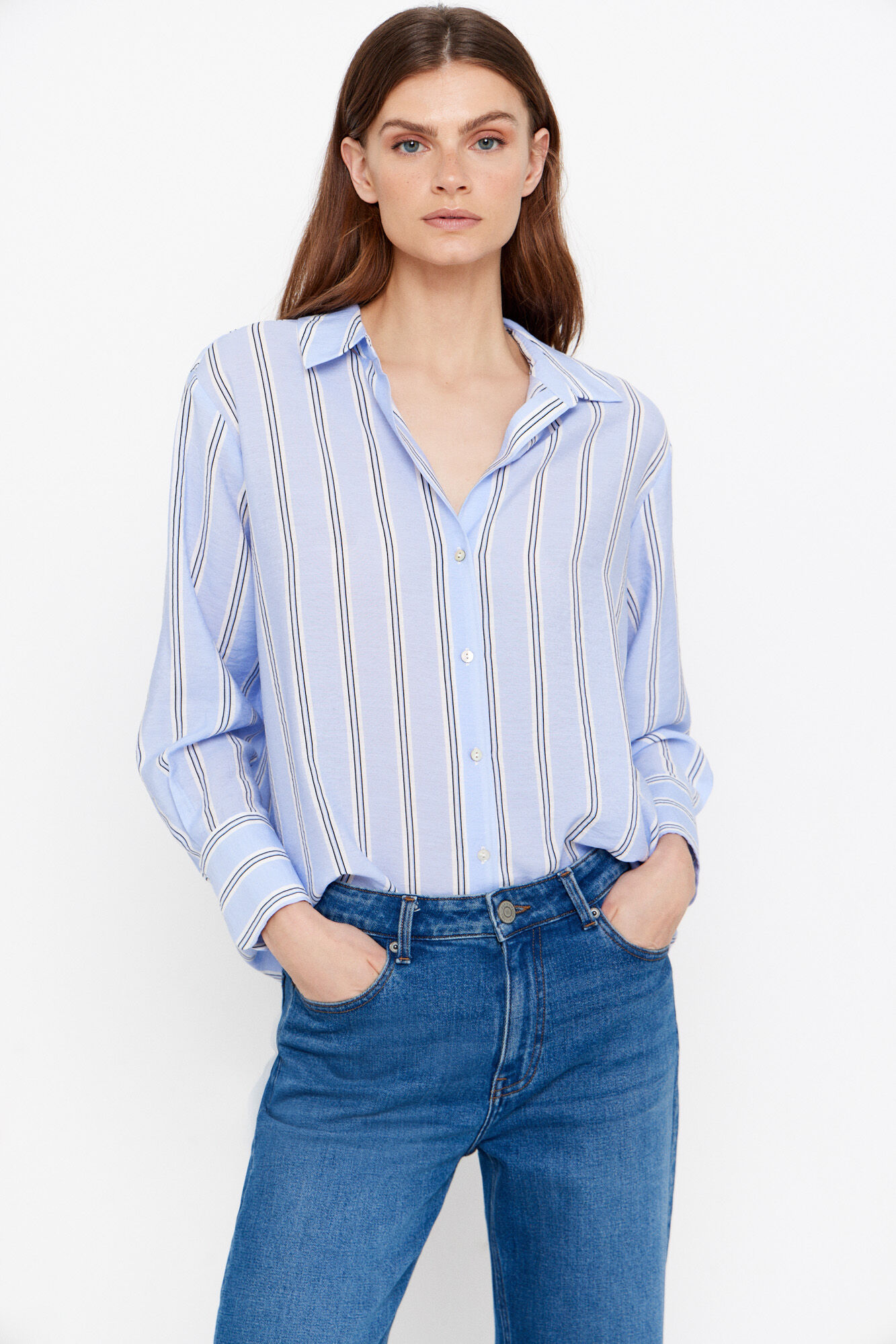 Cortefiel Camisa de rayas azules
