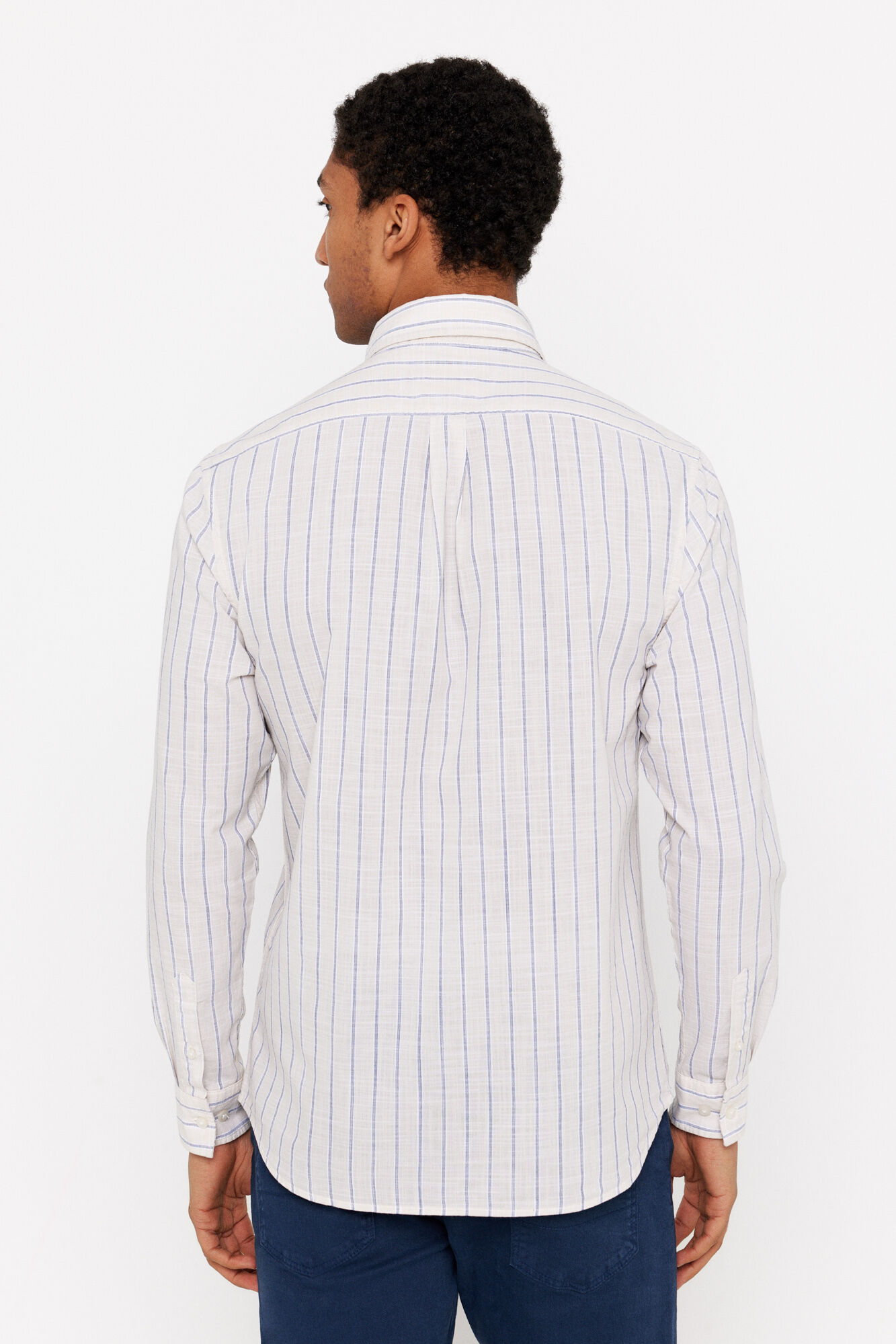 Cortefiel Camisa rayas tejido flam&eacute; Beige