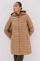 Cortefiel Abrigo largo plumas Beige