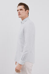 Cortefiel Camisa lino algod&oacute;n rayas Azul