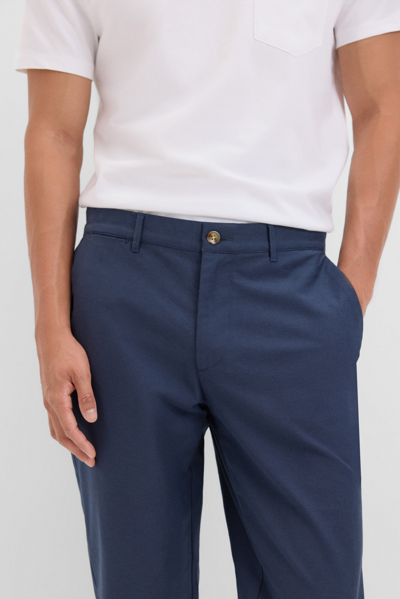 Cortefiel Pantal&oacute;n chino confort regular fit Azul marino