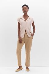 Cortefiel Pantal&oacute;n recto con goma en la espalda Beige