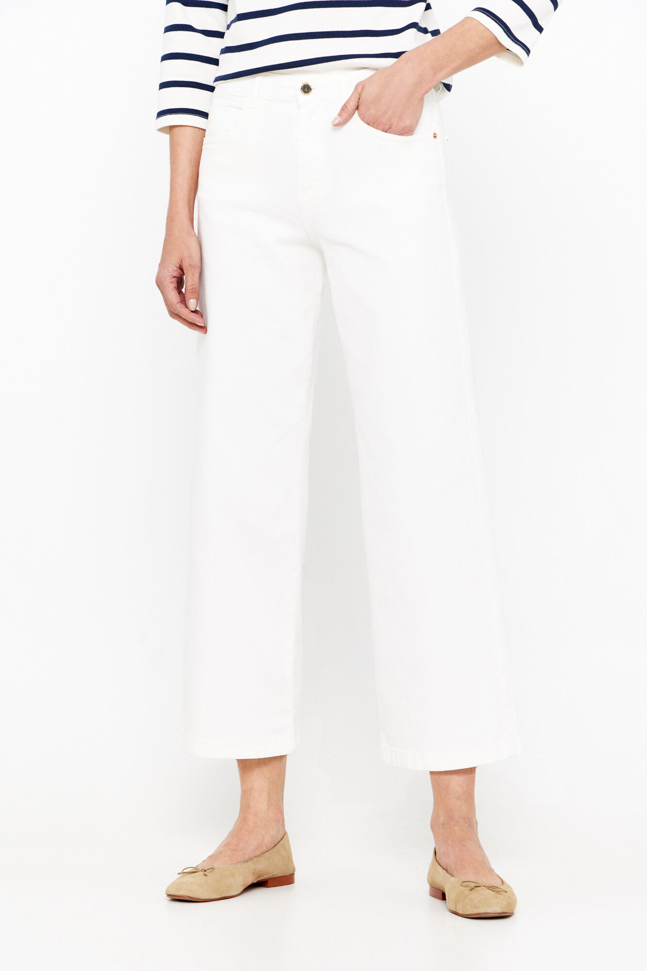 Cortefiel pantal&oacute;n denim fit palazzo crop