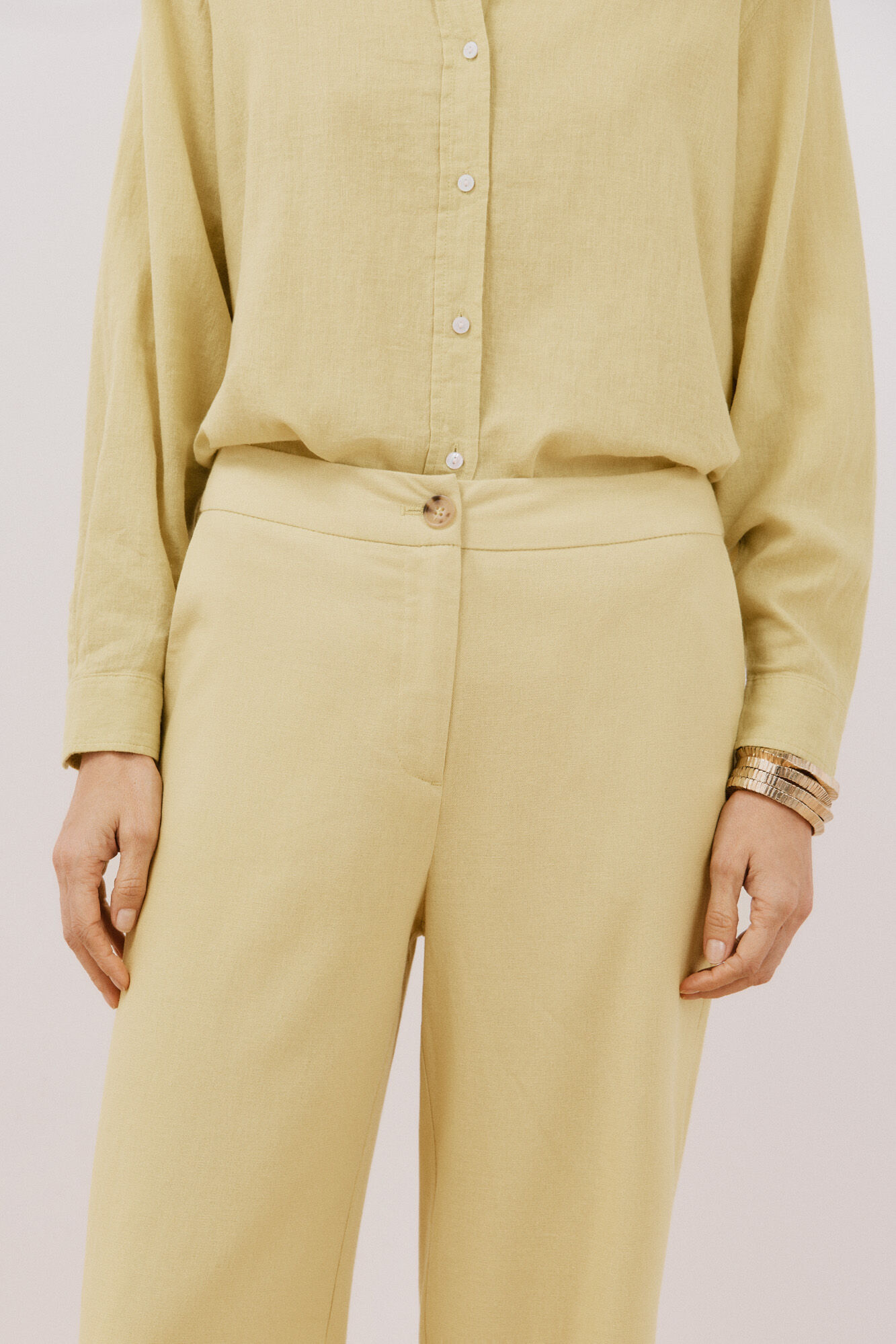 Cortefiel Pantal&oacute;n lino Amarillo