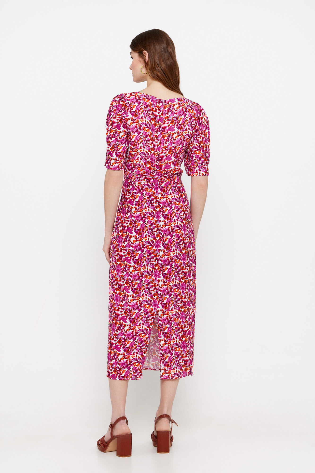 Cortefiel Vestido midi estampado Multicolor