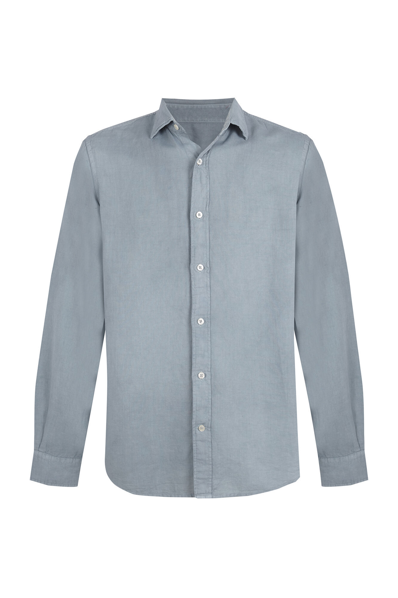 Cortefiel Camisa lino algod&oacute;n liso Azul