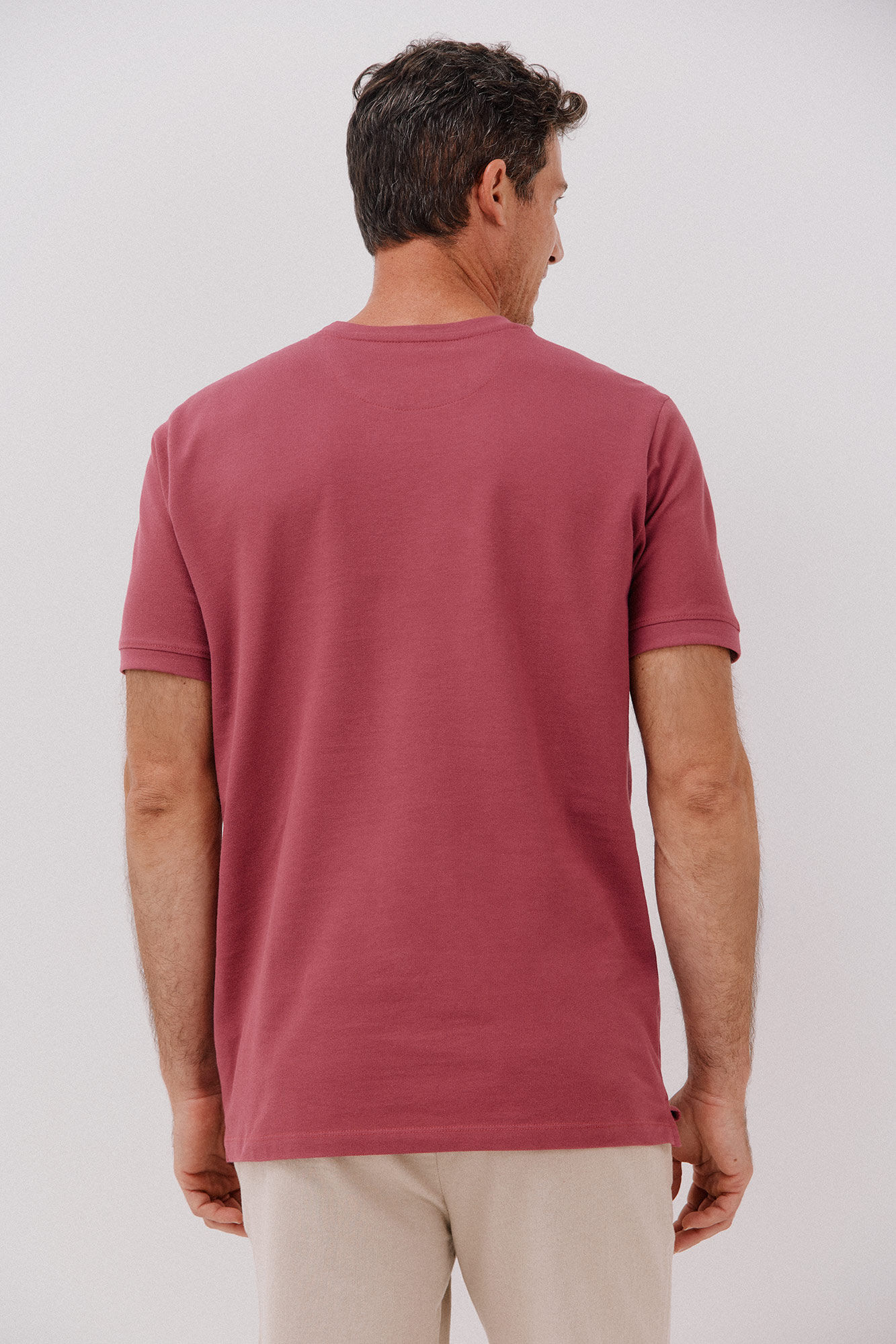 Cortefiel Playera b&aacute;sica piqu&eacute; Rojo