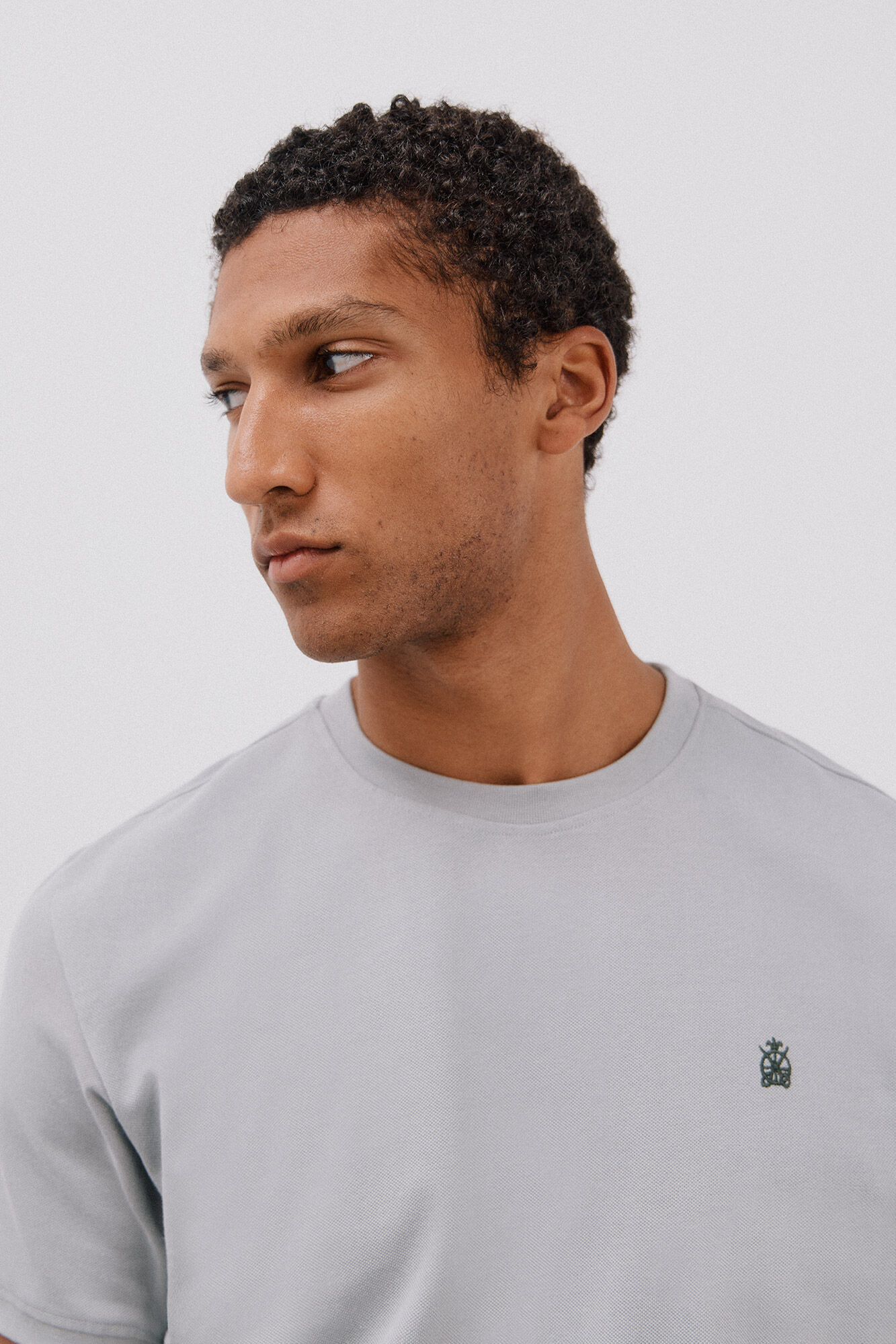 Cortefiel Playera b&aacute;sica piqu&eacute; Gris