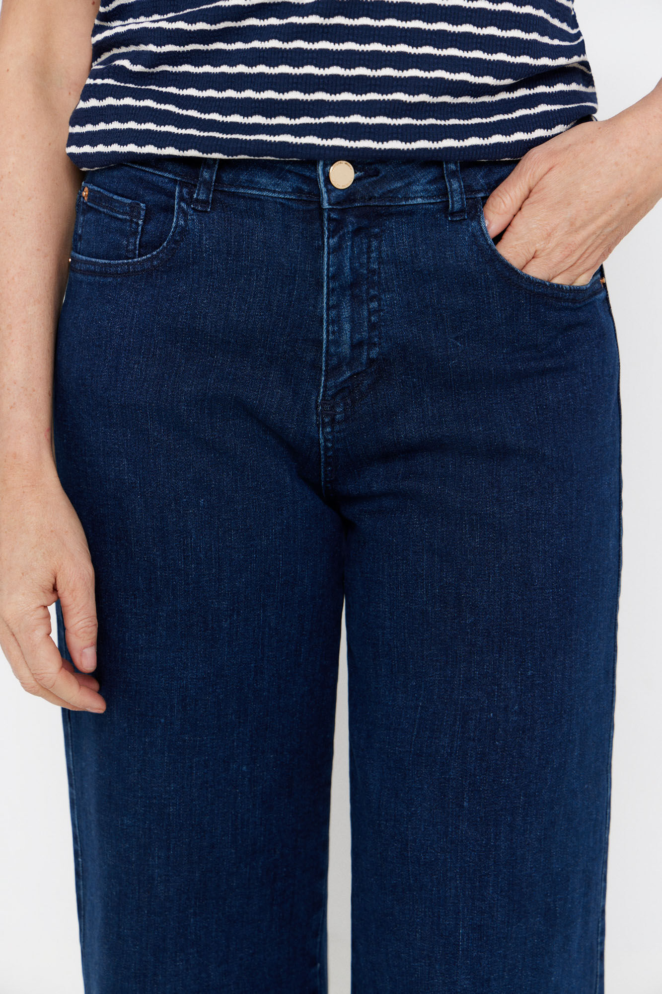 Cortefiel pantal&oacute;n denim fit palazzo crop Azul