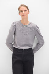 Cortefiel Camiseta con studs Gris