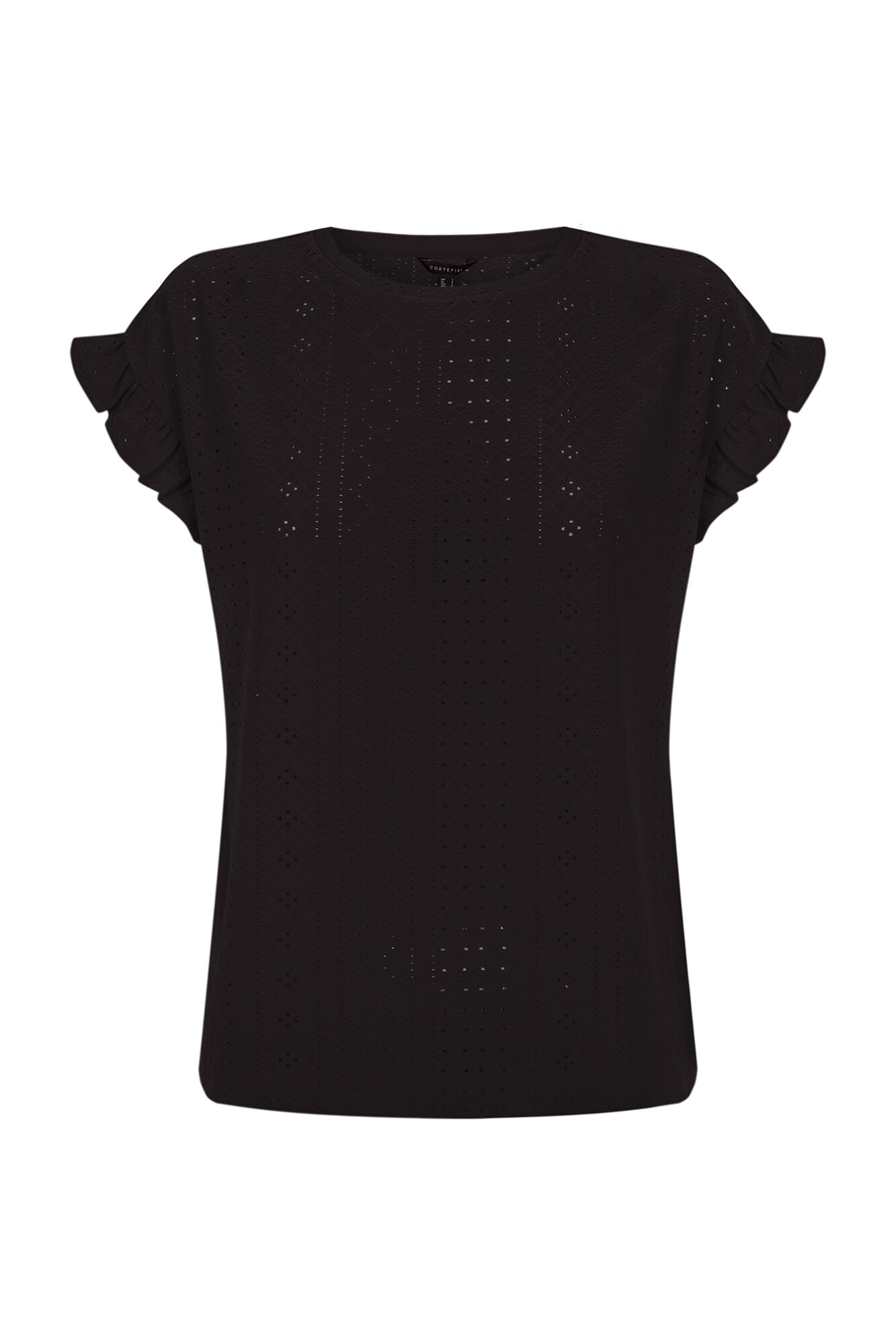 Cortefiel Camiseta de punto calado Negro