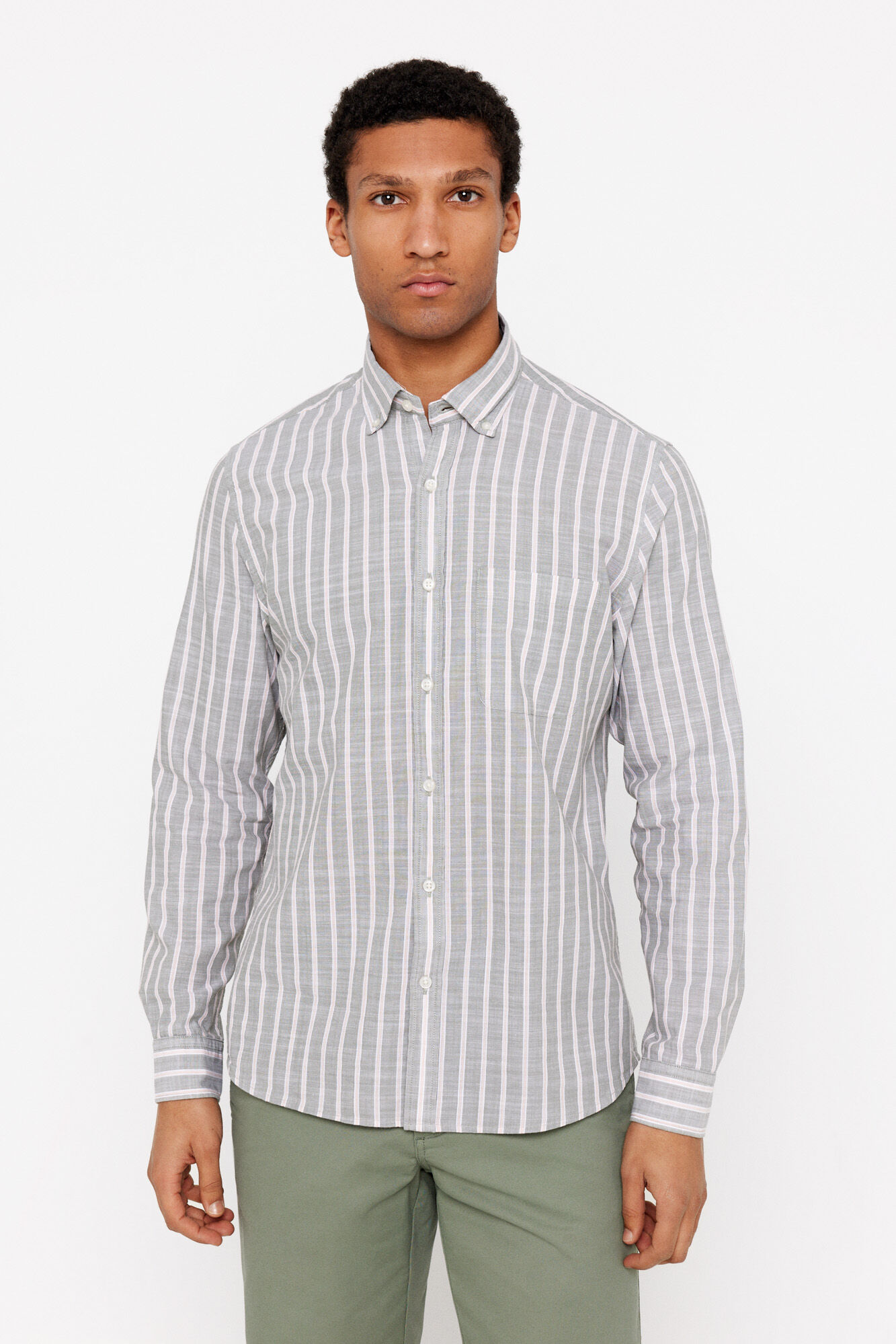 Cortefiel Camisa rayas tejido flam&eacute;