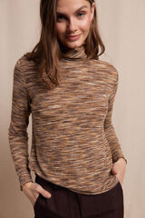 Slowlove Playera de cuello alto de algod&oacute;n melange Beige