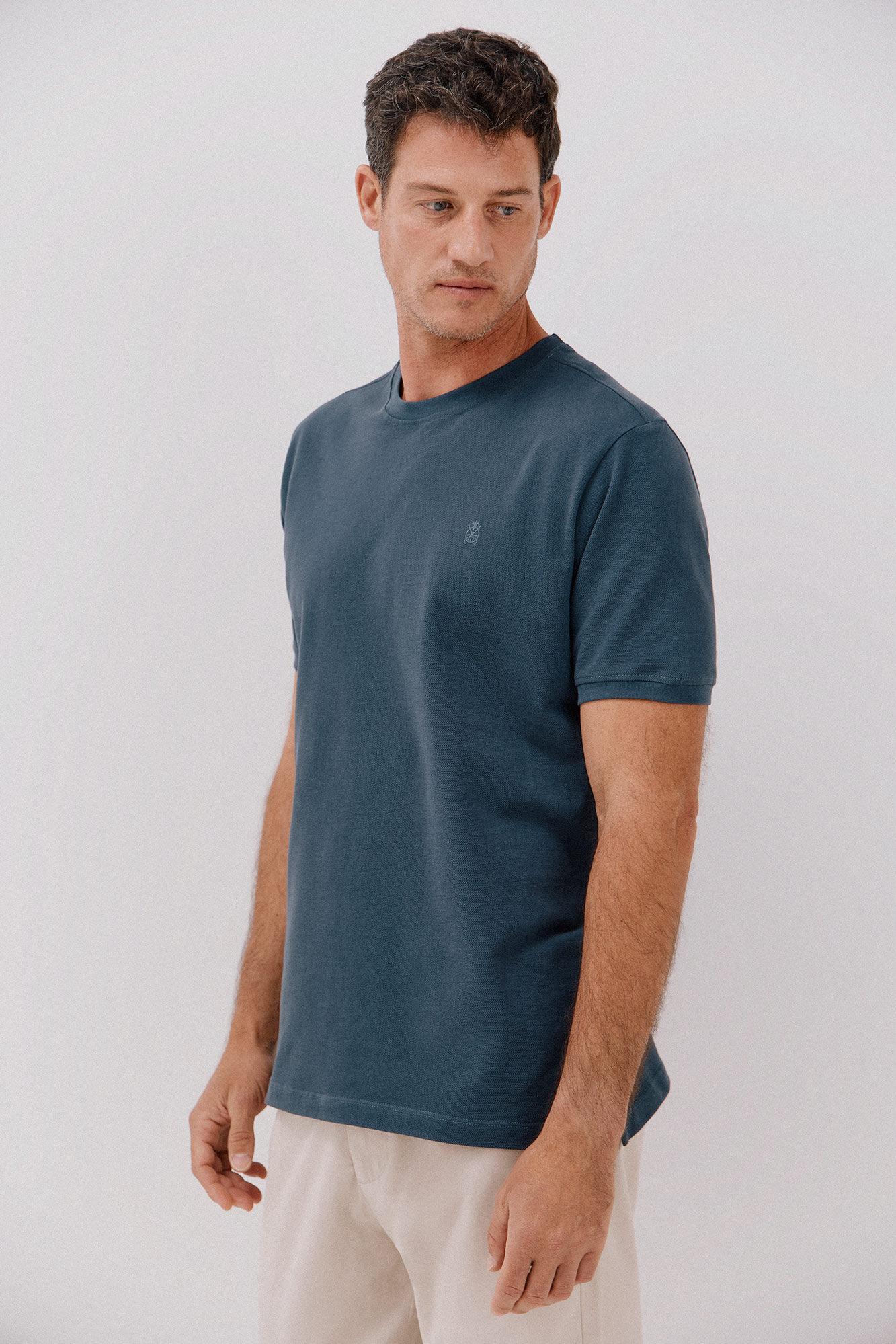 Cortefiel Playera b&aacute;sica piqu&eacute; Azul