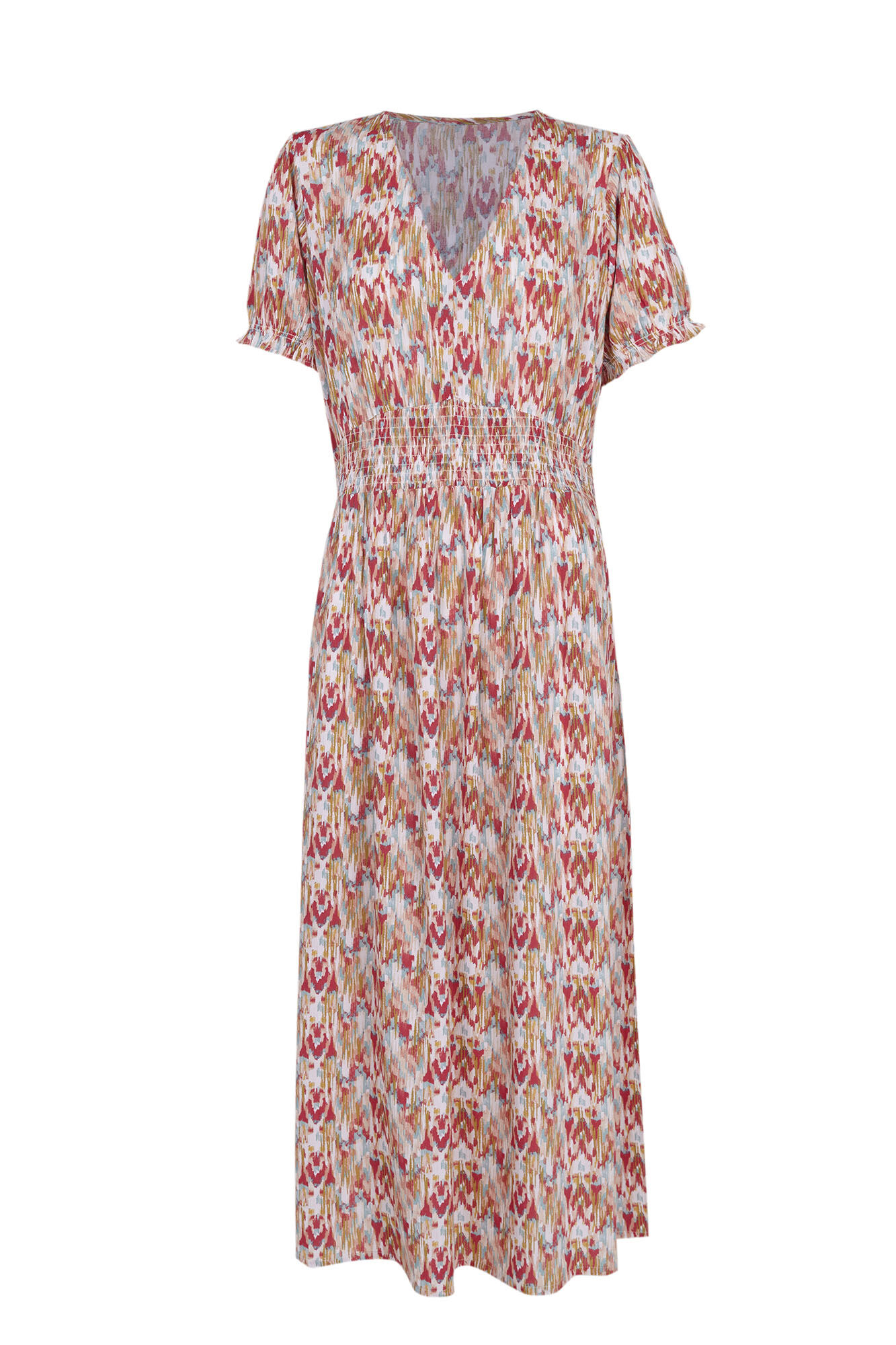 Cortefiel Vestido largo escote pico Estampado rojo