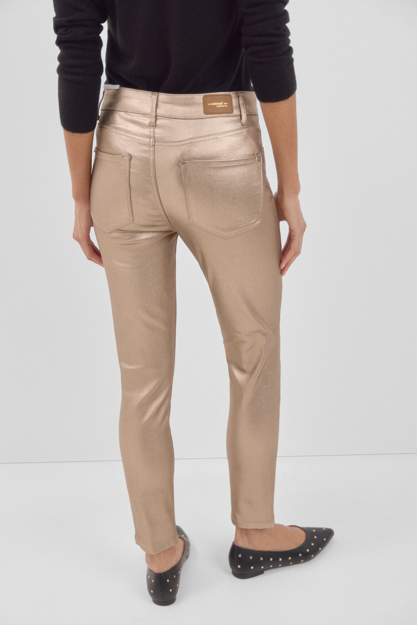 Cortefiel Pantalones Sensational Resinados Dorado