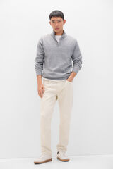 Cortefiel Pantal&oacute;n 5 bolsillos color regular fit Marfil
